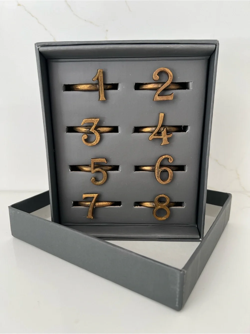 NIB Restoration Hardware Vintage Number Napkin Ring Collection (Set of 8)